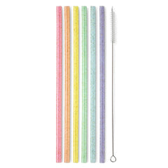 Rainbow Glitter Reusable Straw Set