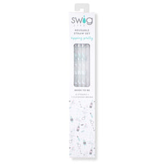 Bride to Be + Silver Glitter Reusable Straw Set