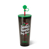 Santa's Favorite Dog Mom Plastic Tumbler 24oz