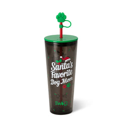 Santa's Favorite Dog Mom Plastic Tumbler 24oz