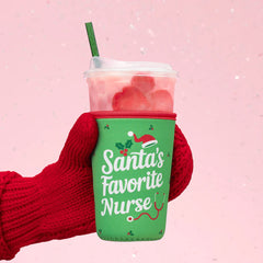 Santa's Favorite Nurse Medium Iced Cup Coolie