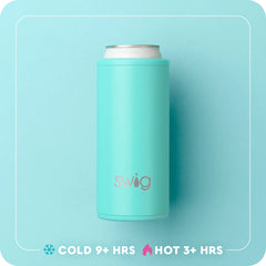 Saddle Stitch Cognac Skinny Can Cooler 12oz
