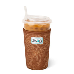 Saddle Stitch Cognac Medium Iced Cup Coolie