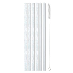 Bride to Be + Silver Glitter Reusable Straw Set