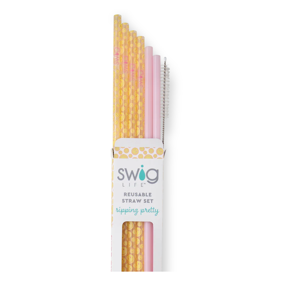 Oh Happy Day + Pink Reusable Straw Set